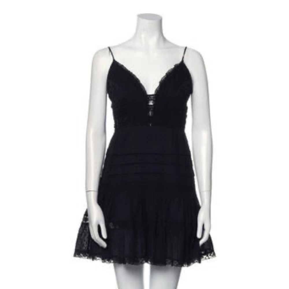 Zimmermann Black Lace-Trim Mini Dress